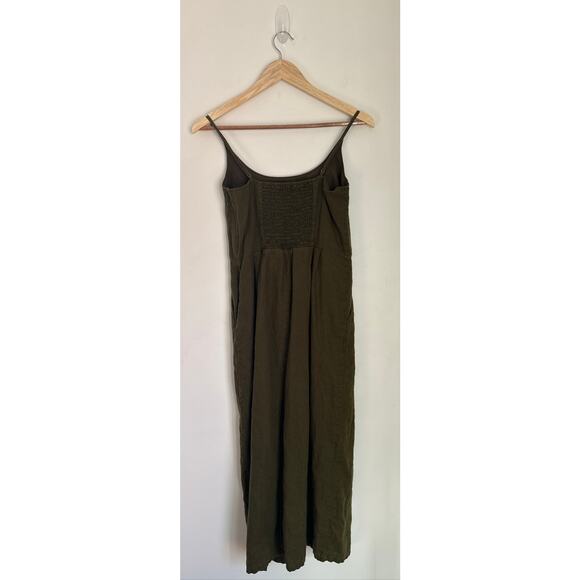 Quince 100% European LinenSpaghetti Strap Midi Dress - Olive Green, Small - Picture 5 of 10